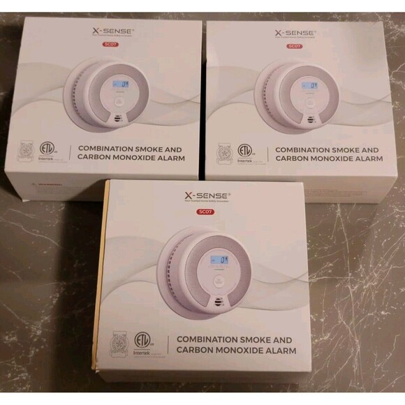 (3)X-Sense SC07 Wireless Combination Smoke & Carbon Monoxide Detectors - Picture 1 of 3